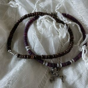 Brown and purple shell Puka anklet/bracelet - 2 strands